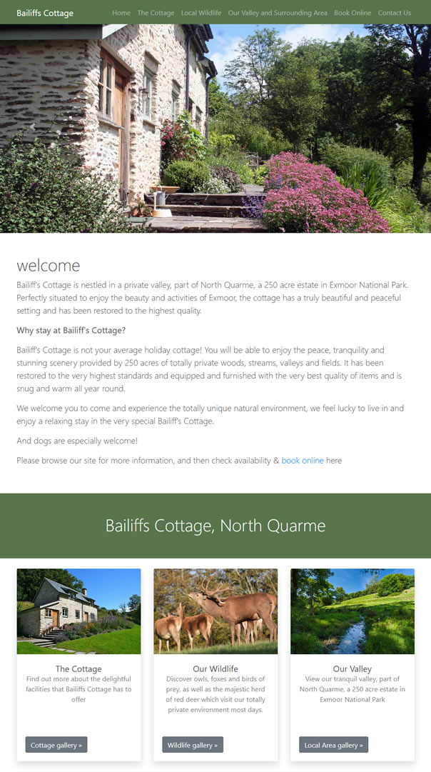 Exmoor Holiday Cottage Bailiffs Cottage, North Quarme, Somerset